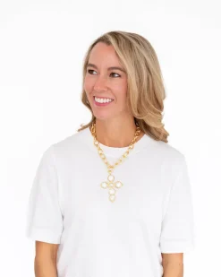 Mixed Metal Coin Cross Necklace|Susan Shaw Hot