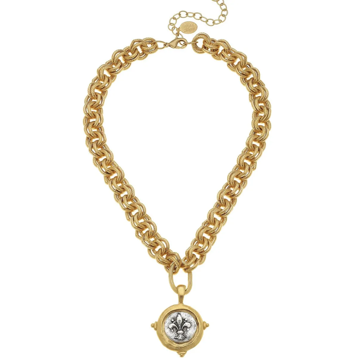 Mixed Metal Fleur-De-Lis Intaglio Necklace|Susan Shaw Online
