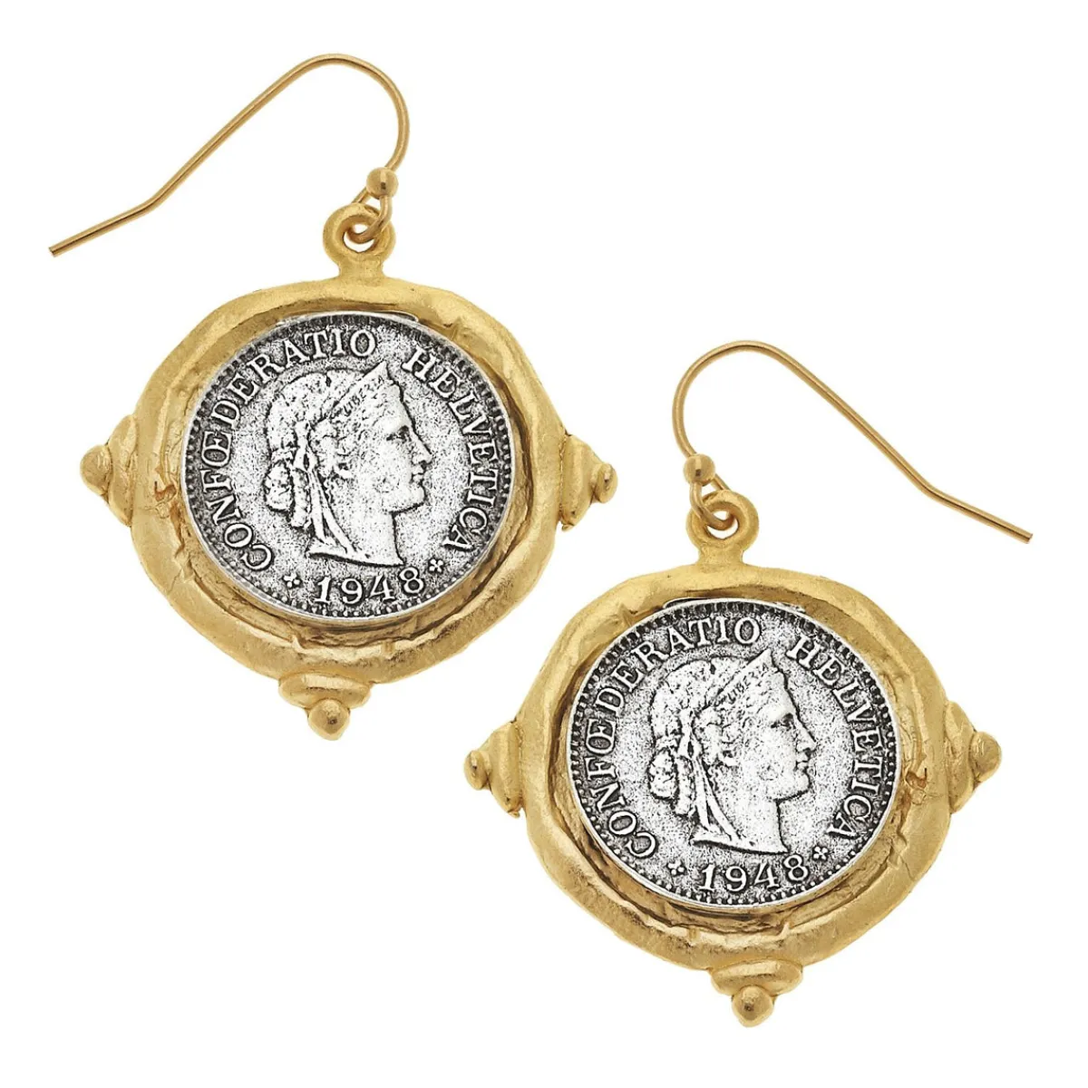Mixed Metal French Franc Coin Earrings|Susan Shaw Discount