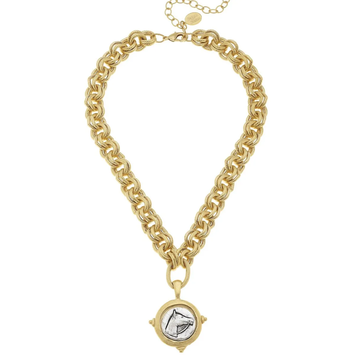 Mixed Metal Horse Head Necklace|Susan Shaw Hot