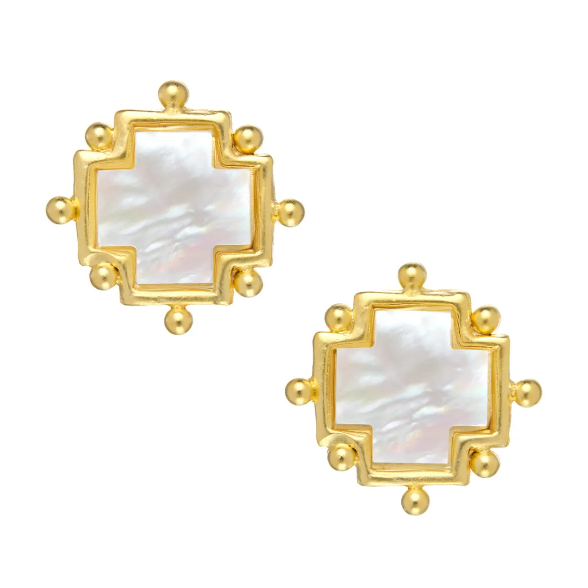 Mother of Pearl Cross Studs|Susan Shaw Hot