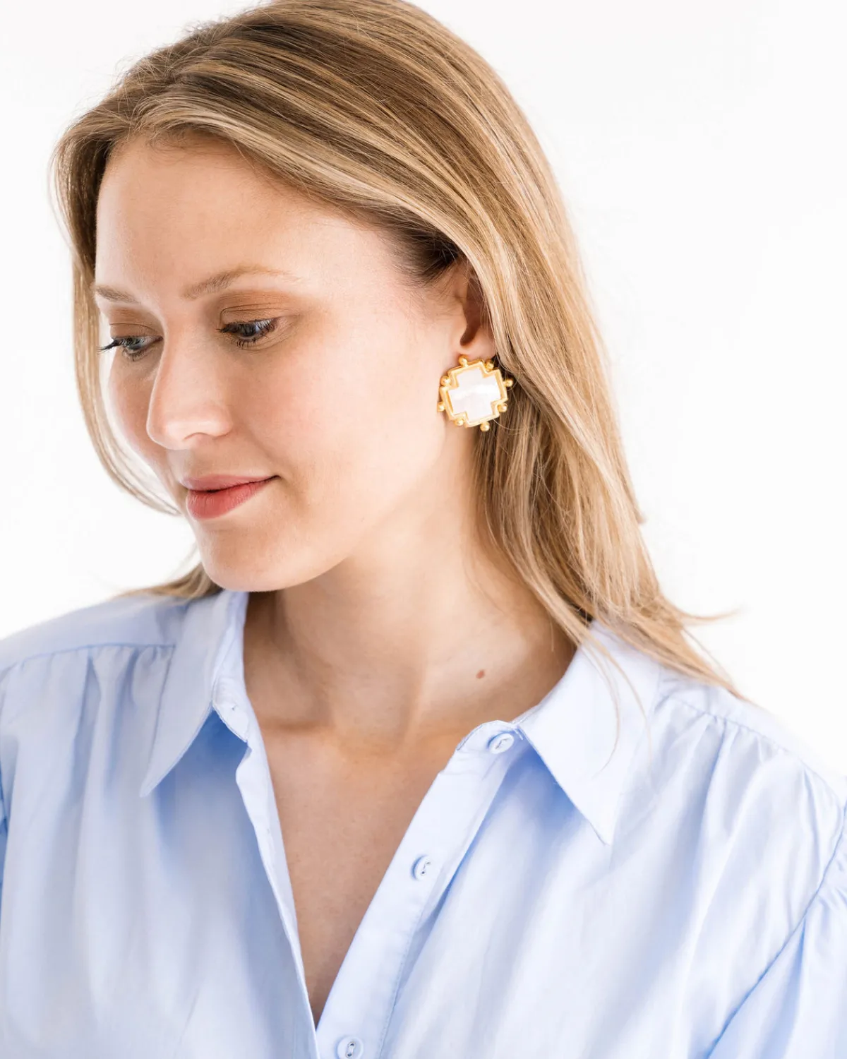 Mother of Pearl Cross Studs|Susan Shaw Hot