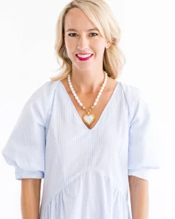 Mother of Pearl Heart Pearl Necklace|Susan Shaw Clearance