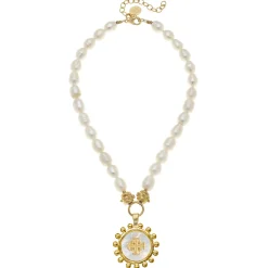 Mother of Pearl Jerusalem Cross Pearl Necklace|Susan Shaw Outlet