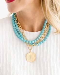 Multi Strand Turquoise + Coin Necklace|Susan Shaw Hot