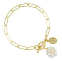 Pearl Cluster Paperclip Bracelet|Susan Shaw New