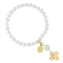 Pearl Cross Stretch Bracelet|Susan Shaw Online