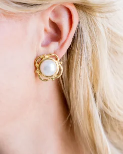 Pearl Scroll Studs|Susan Shaw Online
