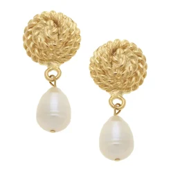 Rope Pearl Drop Earrings|Susan Shaw Clearance