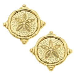 Sand Dollar Intaglio Studs|Susan Shaw Best