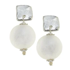 Square Cotton Pearl Drop Earrings|Susan Shaw Best