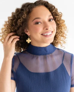 Square Cross Earrings|Susan Shaw Clearance