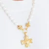 Squared French Cross Pearl Necklace|Susan Shaw Clearance