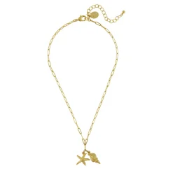 Starfish & Shell Paperclip Necklace|Susan Shaw Clearance