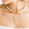 Tall Cross Pearl Necklace|Susan Shaw Hot