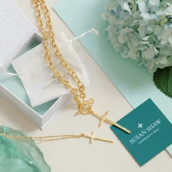 Tall Cross Toggle Necklace|Susan Shaw Outlet