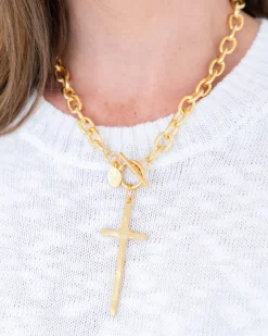 Tall Cross Toggle Necklace|Susan Shaw Outlet