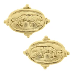 Tiger Intaglio Studs|Susan Shaw Sale