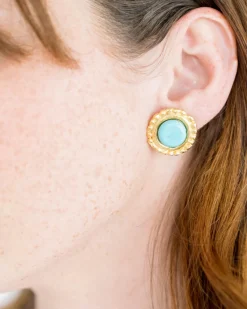 Turquoise Dotted Studs|Susan Shaw Discount