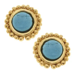 Turquoise Dotted Studs|Susan Shaw Discount