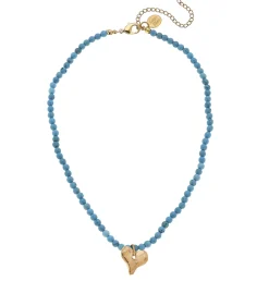 Turquoise Heart Beaded Necklace|Susan Shaw Best