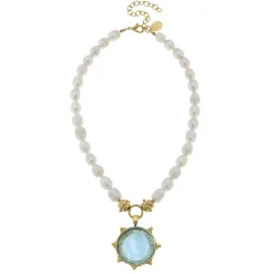 Venetian Glass Coin Intaglio Pearl Necklace|Susan Shaw Clearance