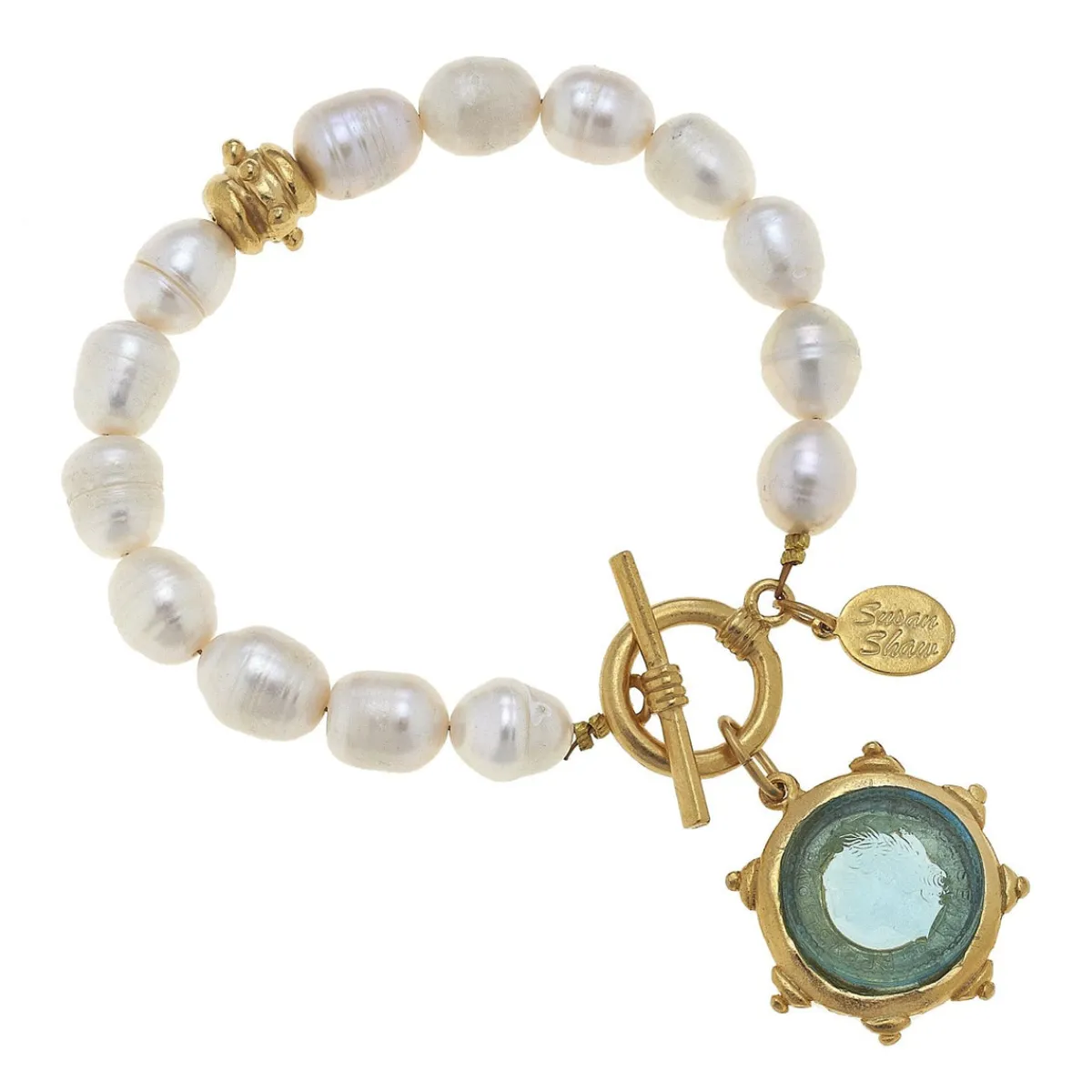 Venetian Glass Coin Pearl Bracelet|Susan Shaw Clearance
