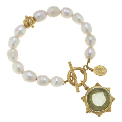 Venetian Glass Coin Pearl Bracelet|Susan Shaw Clearance