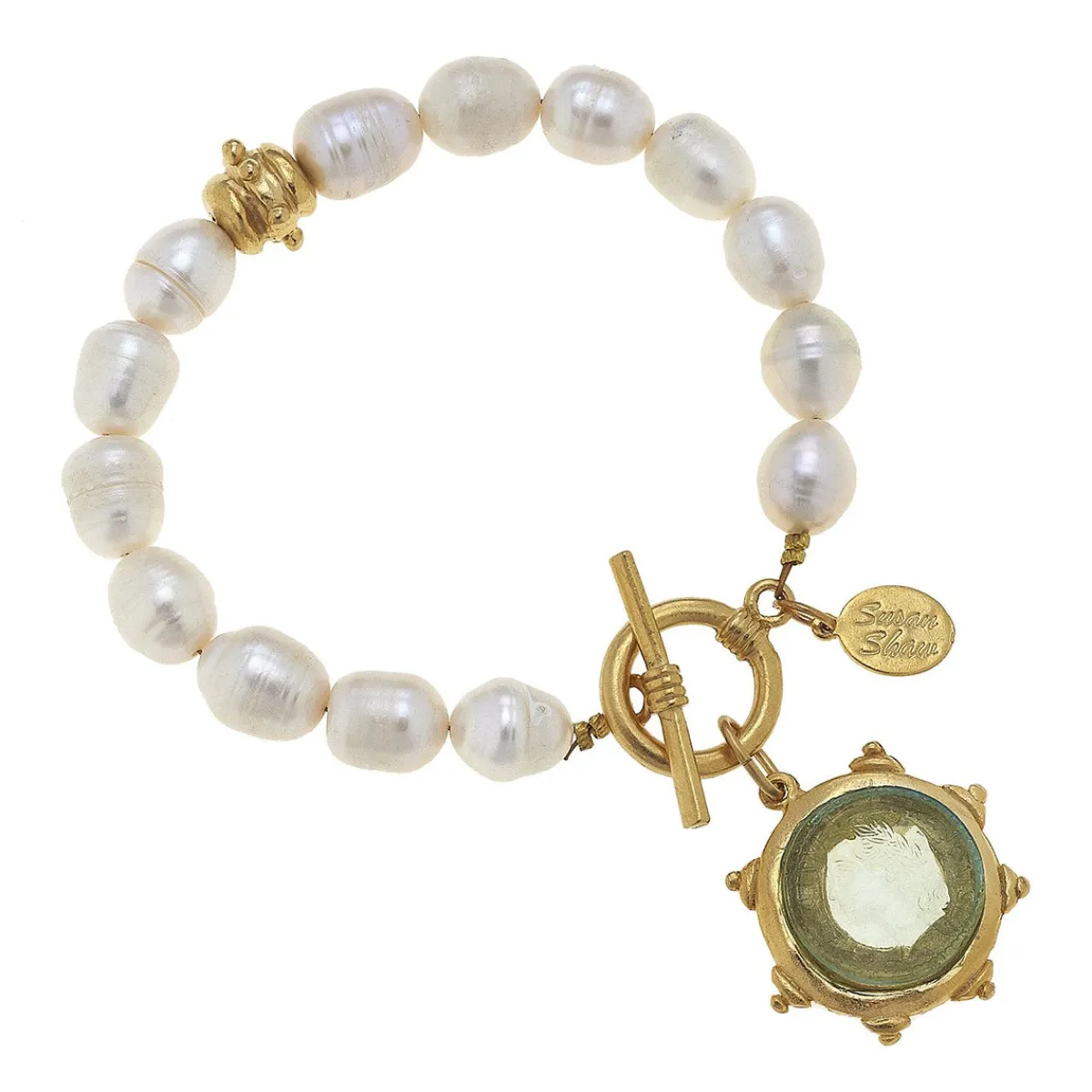Venetian Glass Coin Pearl Bracelet|Susan Shaw Clearance