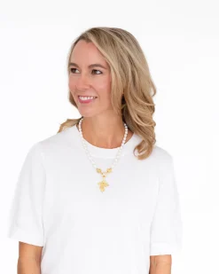 Vintage Gold Cross Pearl Necklace|Susan Shaw Discount