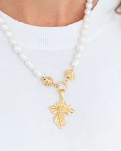 Vintage Gold Cross Pearl Necklace|Susan Shaw Discount